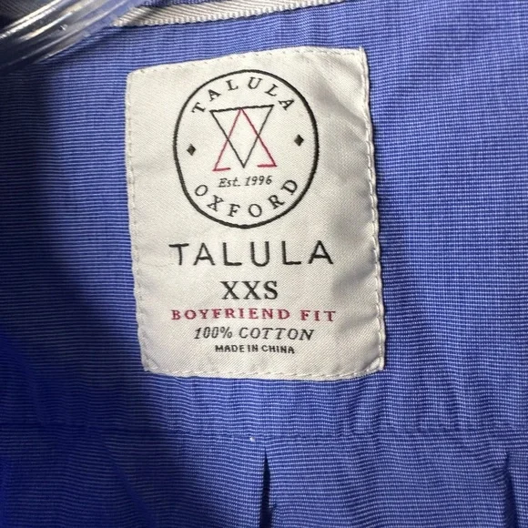 Talula Oxford Boyfriend Fit Button-Up Shirt – Blue XXS - Picture 8 of 8